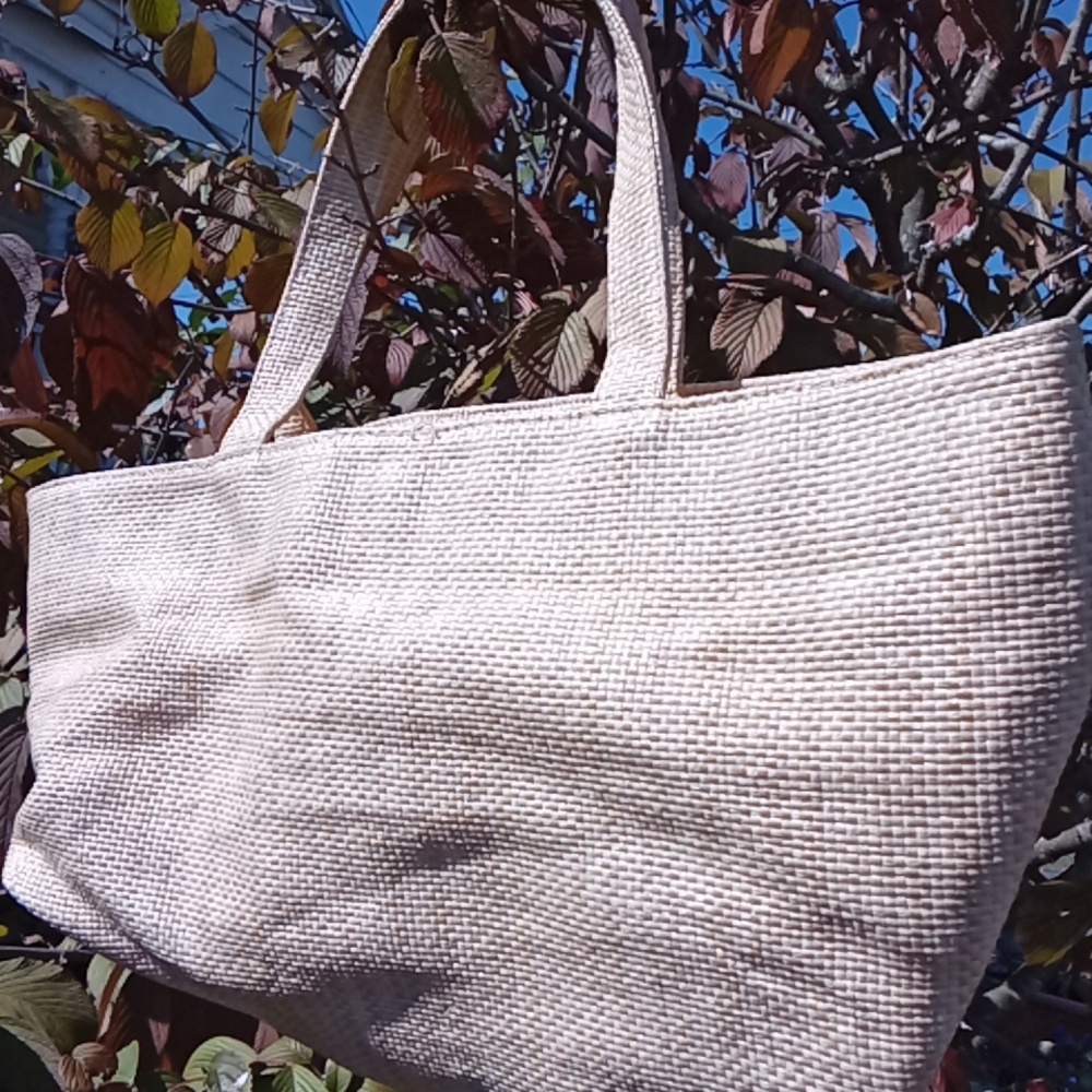 Strawberry Embroidered Beige Tote Bag EUC - Picture 3 of 5